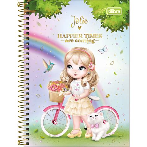 Caderno Espiral Capa Dura 1/4 Jolie 80 Folhas .